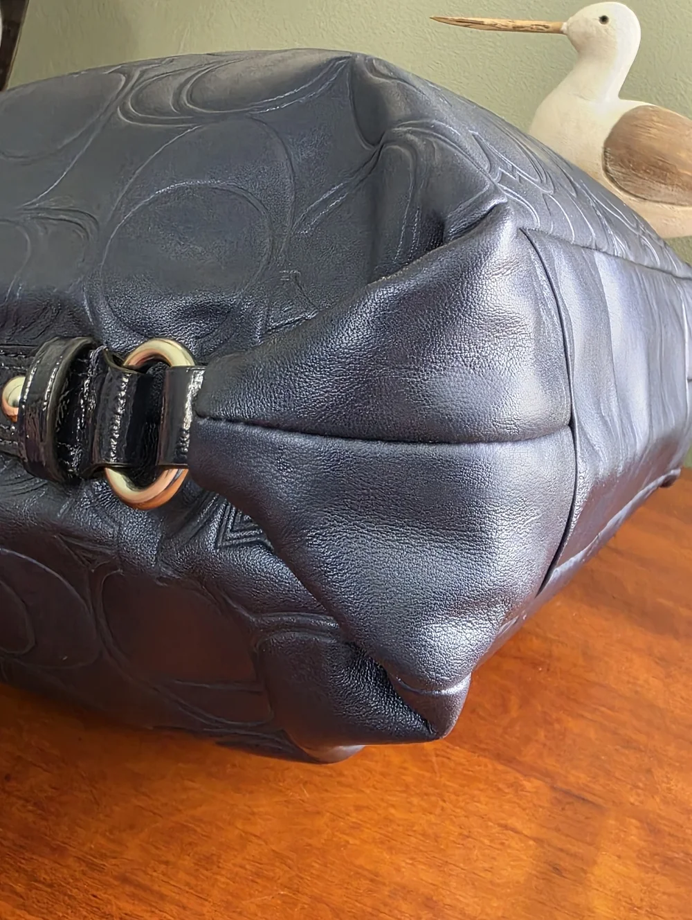 Coach Ashley Carryall F19455 Satchel Blue Signature Embossed Leather Bag NWT Y2K - Picture 9 of 16